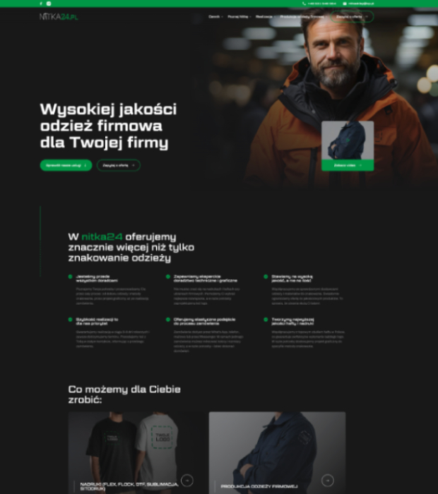 Serwis www dla firmy od znakowania odzieży